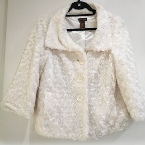 Multiples White Faux Fir Coat Sm